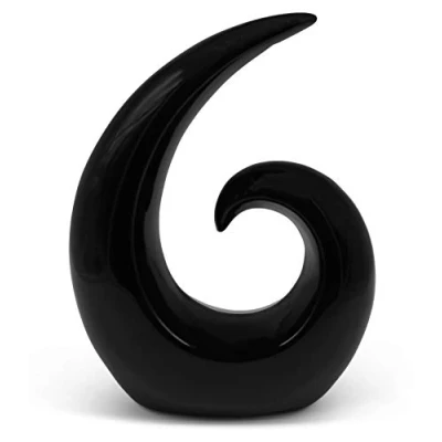 Image of Stylish ceramic sculpture modern decoration statue in black decorative spiral 20 cm high figurine also suitable as a gift