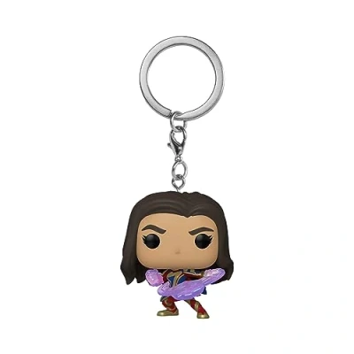 Image of Funko POP! Keychain: The Marvels Ms. Marvel Novelty Keyring Collectable Mini Figure Stocking Filler Gift Idea Official Merchandise Movies Fans Backpack Decor