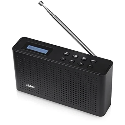 Image of i Star DAB Radio Portable, Plus/DAB Radio, FM Small Digital Mains Powered or Battery, USB Charging, Headphones AUX Port, Sleep Timer