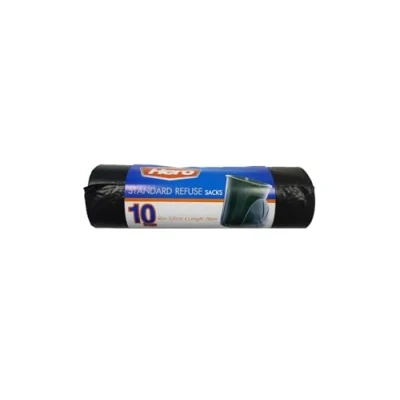 Image of Hero 50 Litre Bin Bag Liners, Black Recycled Plastic Refuse Sacks large Garbage Waste Dustbin Bags for Kitchen Home Office DIY Garden Pack of 10