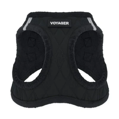 Image of Voyager Step In Plush Dog Harness Soft Plush, Vest for Small and Medium Dogs by Best Pet Supplies (Black Plush), M (Chest: 16 18&quot;)