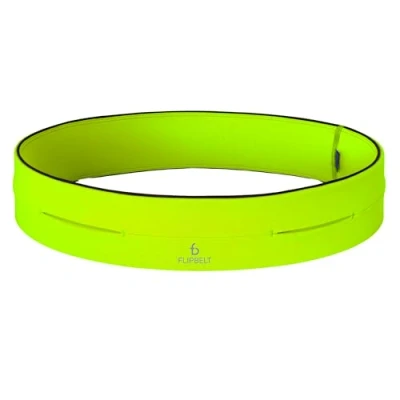 Image of FlipBelt Classic Running Belt for Phone and Small Accessories, Exercise Waist Pouch Women Men, XL, Neon Yellow