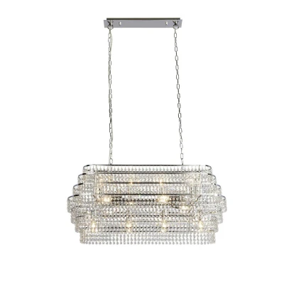 Image of 12 Light Pendant With Hanging Crystal Chrome