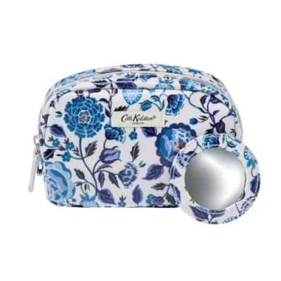 Image of Cath Kidston Navy Carnation Make Up Bag with Mirror