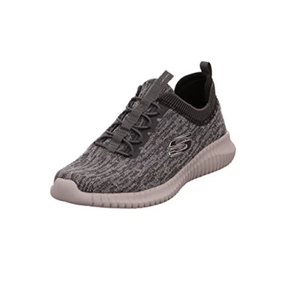 Image of Skechers Mens Elite Flex Hartnell Trainers, Gray Black Mesh Trim, 8 UK