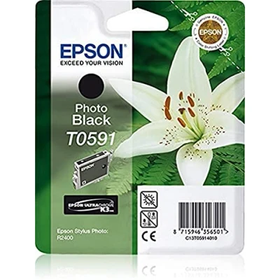 Image of Epson T0591, Print Cartridge, 1 x Photo Black, Blister with RF Alarm, Genuine