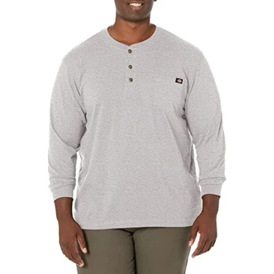 Image of Dickies Men&#039;s Big Tall Long Sleeve Heavyweight Henley, Heather Gray, XXL