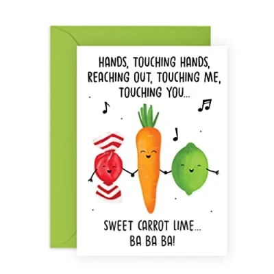Image of Central 23 Birthday Cards For Women Funny Gifts Men &#039;Sweet Carrot Lime&#039; Dad Mum Card Him Her Comes With Fun Stickers Made In The UK