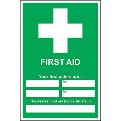 Image of first aid sign your aiders are the nearest box is situated at safety 1.2mm Rigid plastic 300mm x 200mm