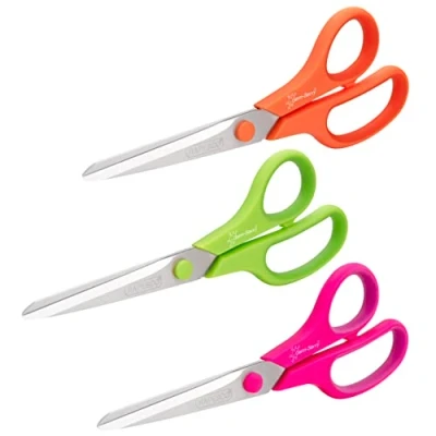 Image of Rapesco 1667 Germ Savvy Antibacterial, 21 cm Titanium Blade Soft Grip Handle Scissors, Assorted Colours, Pack of 3