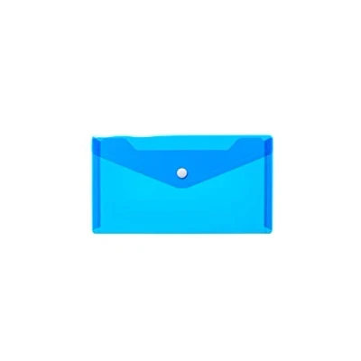Image of HERMA 20036 Document Wallet, DIN Long, Transparent, Blue, Small Transparent Pockets Envelope with Press Stud, Plastic for School, University, Office, Travel