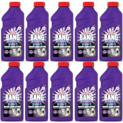 Image of Cillit Bang 3 in 1 Power Cleaner Odour Stop Drain Unblocker Gel, For Kitchen Sink Drains, Bathroom Showers, Baths &amp; Basins 500ml Each Pack of 10