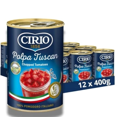 Image of Cirio Chopped Tuscan Tomatoes, 100% Italian, Climate Neutral, Canned, Tinnedc, 400g (Pack of 12)