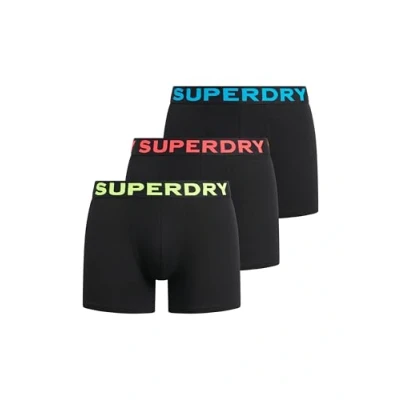 Image of Superdry Mens Boxers Triple Pack (UK, Alpha, XL, Regular, Black/Neon)