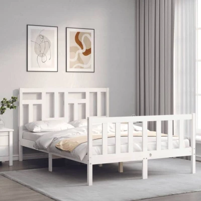 Image of vidaXL Bed Frame without Mattress White 140x200 cm Solid Wood Pine