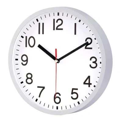 Image of Wall Clock Silent &amp; Non Ticking Modern Quartz 9&quot; Battery Operated Digital Quiet Sweep Office/home/school/Kitchen Decor Clocks(Silver)