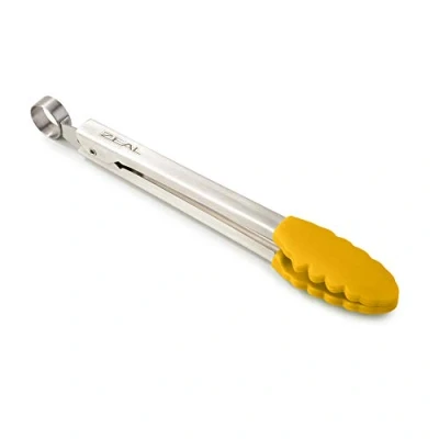 Image of Zeal J141M Silicone Non Stick Kitchen Mini Tongs with Stainless Steel Handles (20cm) Mustard