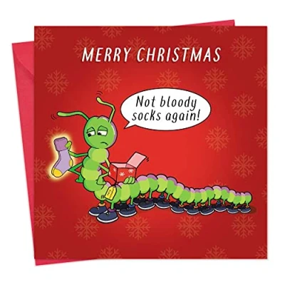 Image of Twizler Merry Christmas Card with Centipede Happy Xmas Funny Womens Mens Female Male