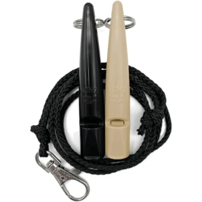 Image of ACME Dog Whistle No. 211.5 with Band Double Pack 2 Whistles Including Bands Ideal for Recall Loud and Far reaching (Black + Beige)