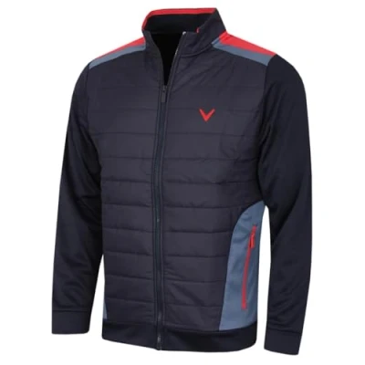 Image of Callaway Golf Mens Racer Mixed Media Puffer Jacket Navy Blazer XXL