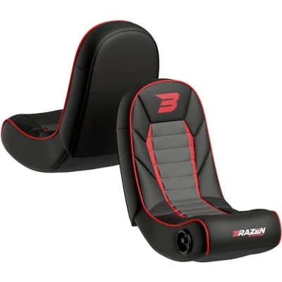 Image of BraZen Sabre 2.0 Bluetooth Floor Video Games Rocker Kids Gaming Chair with Speaker Foldable Children For Red