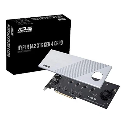 Image of ASUS Hyper M.2 X16 PCIe 4.0 X4 Expansion Card Supports 4 NVMe (2242/2260/2280/22110) up to 256Gbps for AMD 3rd Ryzen sTRX40, AM4 Socket and Intel VROC Raid
