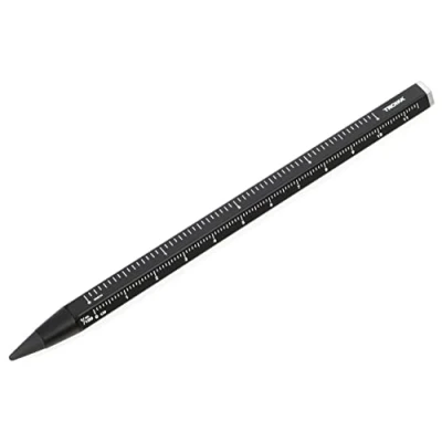 Image of Troika PEN20/BK Multitasking Pencil with Sustainable Endless Aluminium and Metal Tip Black Interchangeable Erasable Centimeter/Inch Ruler Size 147x10x10mm
