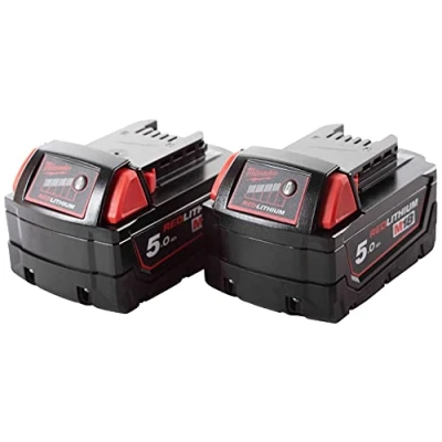 Image of Milwaukee M18B5 18V 5Ah Battery Pack of 2, 18 V, Red