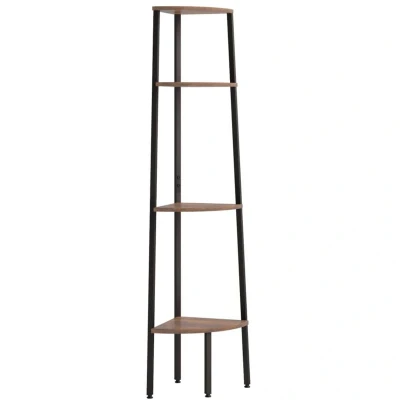 Image of vidaXL 4 Tier Corner Shelf Dark Brown and Black 45.5x31.5x150 cm