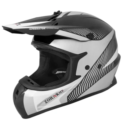 Image of Zorax Black/Silver/White XL (61cm) ZOR X305 Dual Sport Motorbike Motocross Helmet ECE 2206 Approved Dirt Bike MX Crash