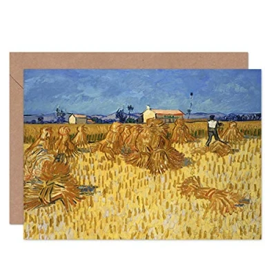 Image of Artery8 Vincent Van Gogh Corn Harvest Provence Painting Fine Art Greeting Card Plus Envelope Blank Inside