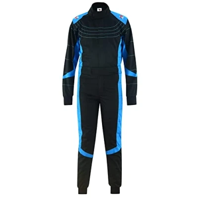 Image of TK Kids Go Kart Suit Children Karting Racing Clothing Race Overall (Black &amp; Cyan, 36)
