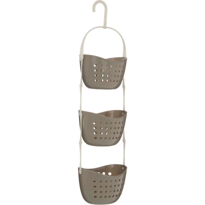Image of Premier Housewares 3 Tier Shower Caddy, Grey, PP Polypropylene,H83 x W23 D17cm