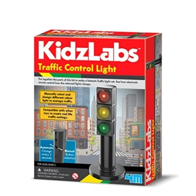 Image of 4M Kidzlabs Traffic Control Light Set, Learn How To Build Your Own Lights, See Electronic Circuits Signals, STEM Learning for Kids Ages 5+