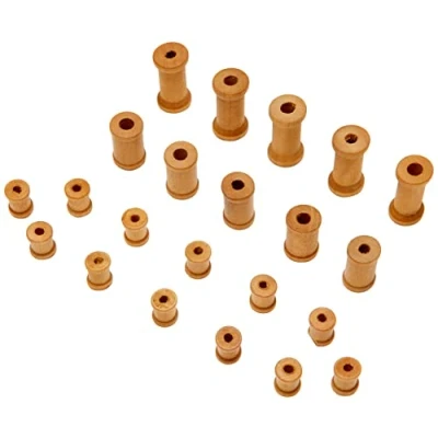 Image of Papermania 22 Piece Bare Basics Wooden Bobbin, Brown