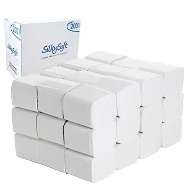 Image of 2 Ply Toilet Rolls Bulk Pack Tissue Paper White Dispenser Folded 9000 Sheets