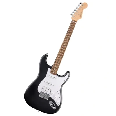 Image of Squier by Fender Debut Collection HT HSS Stratocaster Electric Guitar, Laurel Fingerboard, White Pickguard, Black