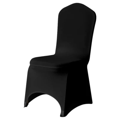 Image of Trimming Shop Spandex Black Chair Cover Stretch Fabric Removable Washable Protective Slipcovers for Weddings Banquets Ceremony Hotel Dining Parties Décor, 1pc