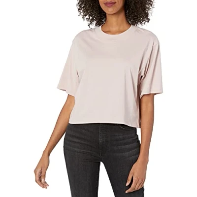 Image of The Drop Women&#039;s Sydney Short Sleeve Cropped Crewneck T Shirt, Ice Pink, S