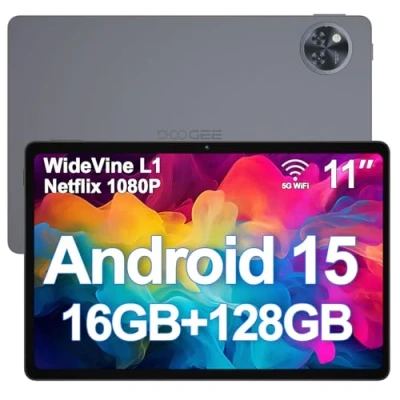 Image of DOOGEE U11 Android 15 Tablet, 11 Inch 16GB+128GB/2TB, 8580mAh, 90 Hz Screen Gaming Octa Core Tablets, 5G WiFi/Widevine L1/ Netflix/Face Unlocking/ 13MP+5MP/OTG/GPS Gray