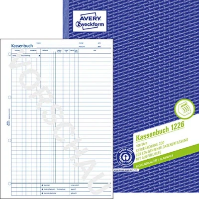Image of AVERY Zweckform 1226 Register Book (A4, According to Tax Rail 300, Tested by Experts, for Germany Proper Accounting, 100 Sheets, 100% Recycled, Blue Angel Certified) White