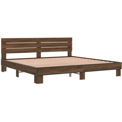 Image of vidaXL Bed Frame without Mattress Brown Oak 180x200 cm Super King