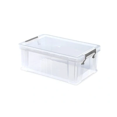 Image of Whitefurze Allstore Container with Silver Clamp, Plastic, Natural, 10 Litre