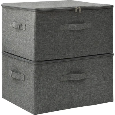 Image of vidaXL Storage Boxes 2 pcs Fabric 43x34x23 cm Anthracite