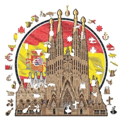 Image of Iconic Puzzles, Sagrada Família, 100% eco sustainable wooden puzzle, size M, 250 pieces