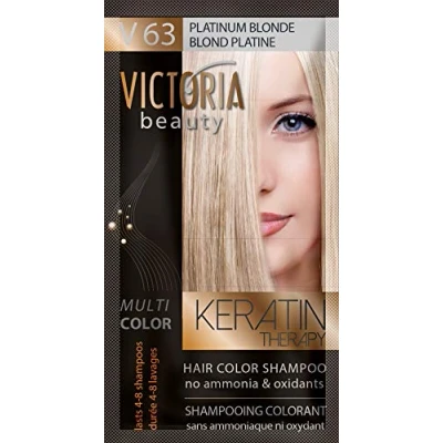 Image of Victoria Beauty Keratin Therapy Hair Colour Shampoo Temporary Dye, Lasts 4 8 washes, Ammonia and Oxidant Free, Pack of 6x40 ml (Platinum Blonde)