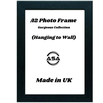 Image of ASA Wooden Picture Frames Poster Oak, White, Black Silver Perspex Photo Frame Hanging to Wall Gallery Style (A2 (16.5&quot;x23.4&quot;) (594mm x 420mm) ((A2 420mm),BLACK)