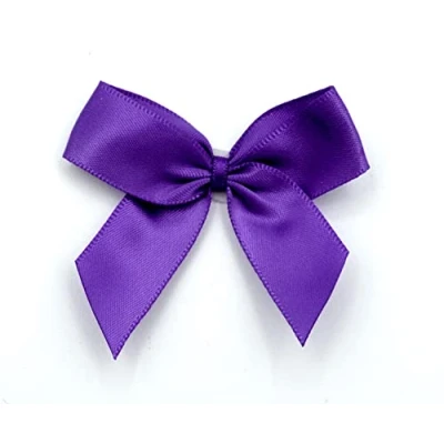 Image of Pre Tied 5cm Satin Ribbon Bow Self Adhesive 16mm Gifts, Arts and Crafts (Pack of 10, Purple 465)