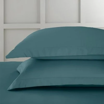 Image of Bianca 400 Thread Count Cotton Sateen Oxford Pillowcase Pair Teal Green