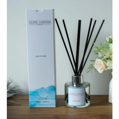 Image of Rain Water Reed Diffuser Clyde Candles, Luxury Oil with a set of 7 Fibre Sticks, 100ml, Best Aroma Scent for Home, Kitchen, Living Room, Bathroom. Fragrance Diffusers sticks